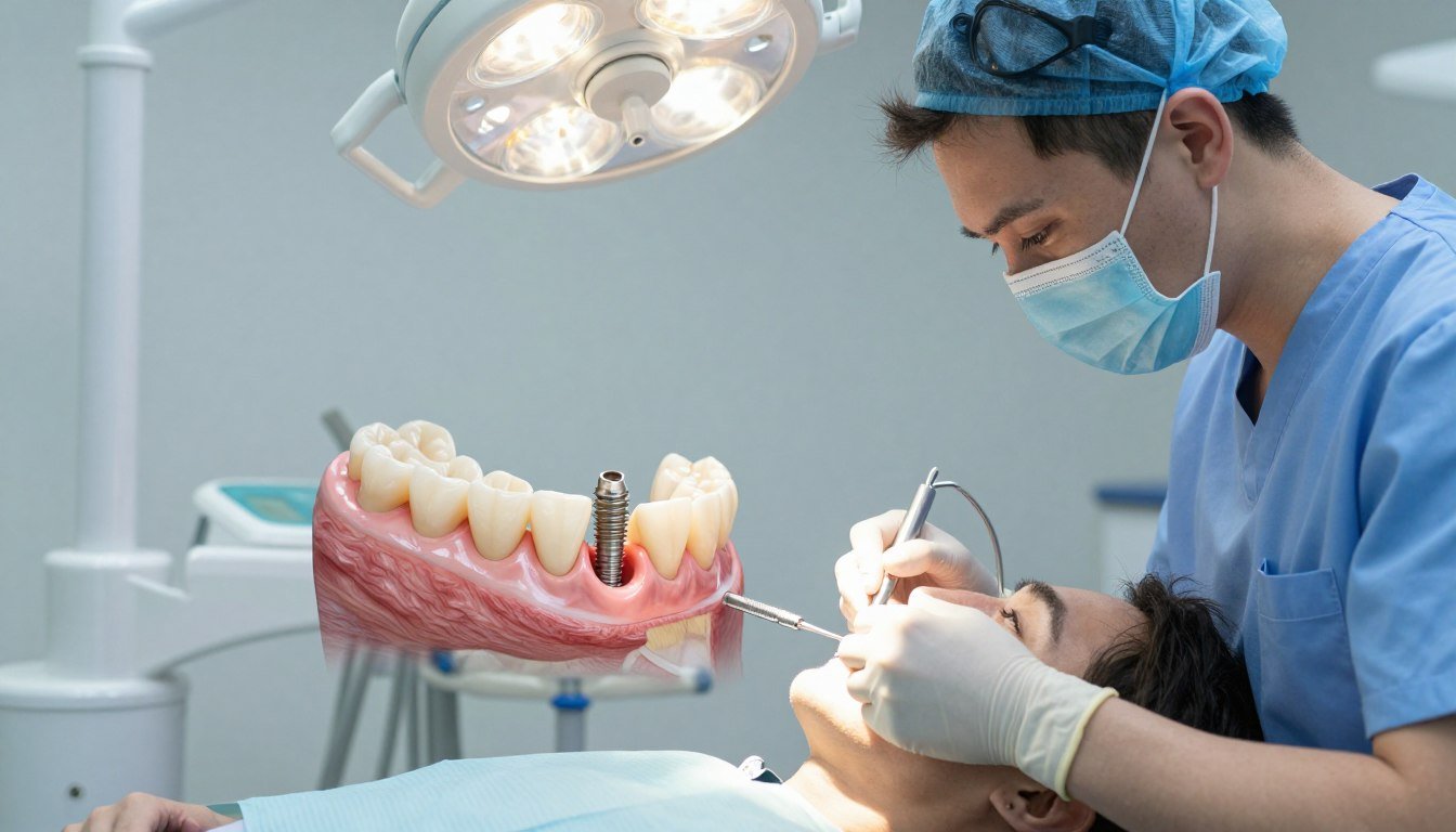 植牙手術過程示意圖